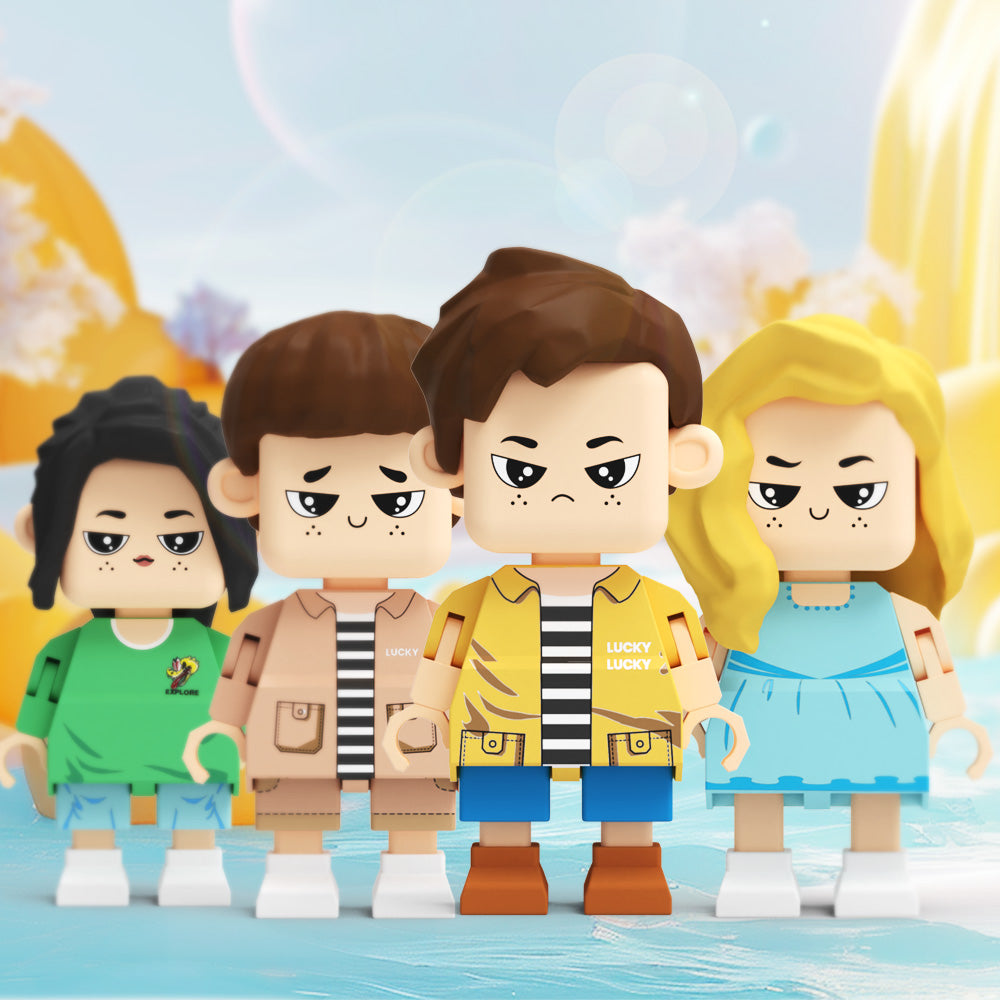 Customizable full-body Minifig by MadeMine, featuring a cute, personalized brick figure perfect for gifts and collectibles.