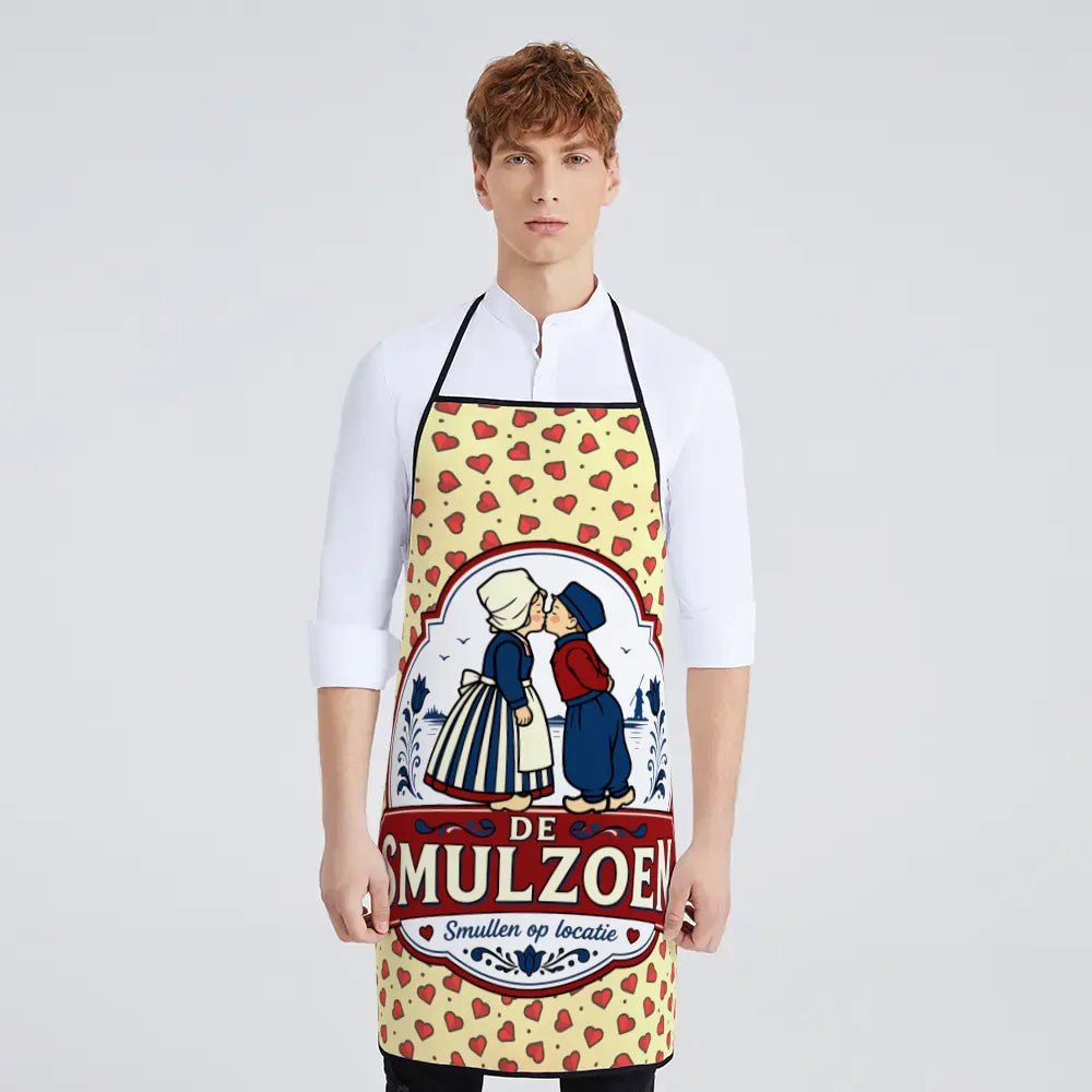 Square edge kitchen apron by MadeMine featuring a sleek design, adjustable neck strap, and durable fabric for cooking and baking.