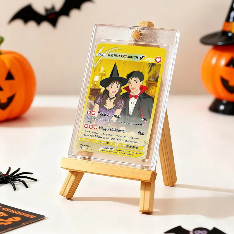 Tarjeta de Halloween personalizada de Pokémon, regalo personalizado de Pokémon con estuche acrílico, tarjeta de dibujos animados, regalos de Halloween