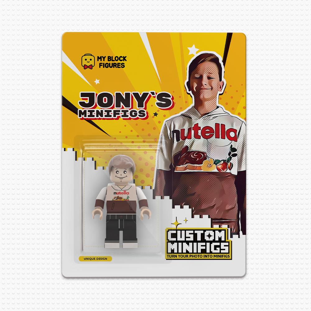 Custom full body Minifigs by MadeMine featuring personalized photo details, ideal Christmas gift, in a detailed mini plastic figure style.