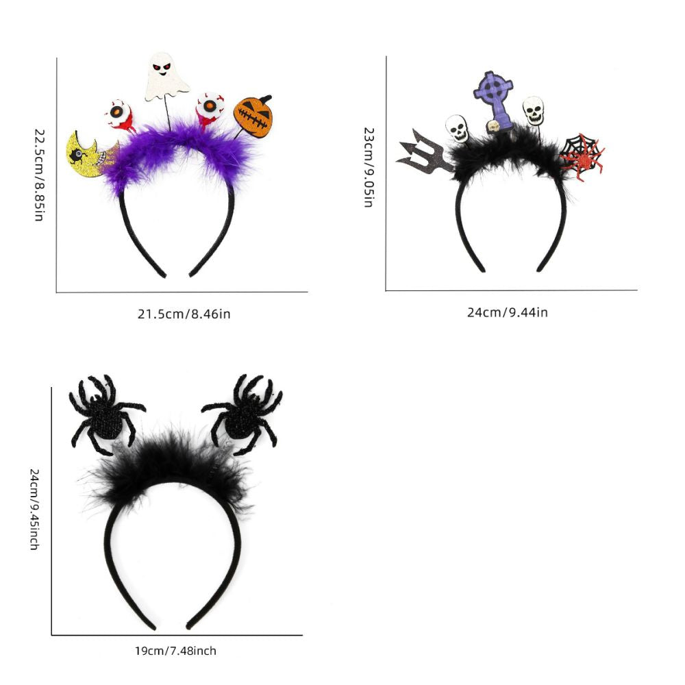 4 Diademas de Halloween, Aros para el Pelo de Halloween, Accesorios para el Pelo para Niñas