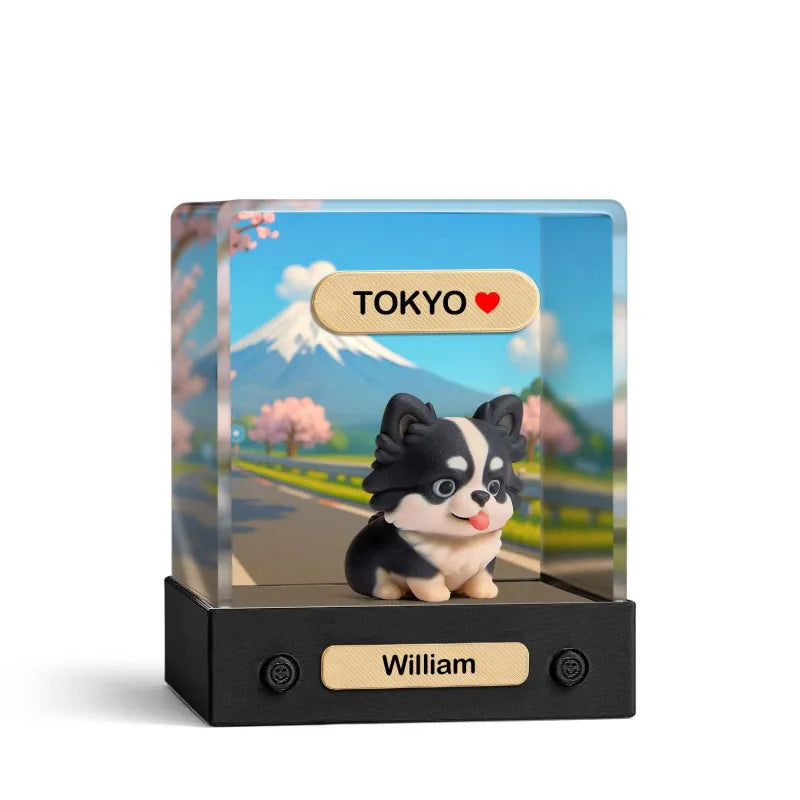 MadeMine 3D mini figure in acrylic display box, personalized gift featuring a single person, detailed and modern design.
