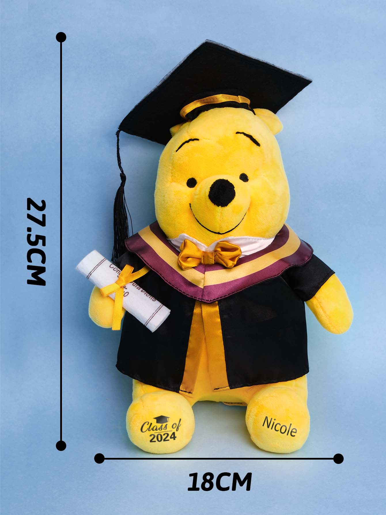 Personalized Graduation Bear - Custom Name & Date Engraved Keepsake Gift - Mini Brick Custom