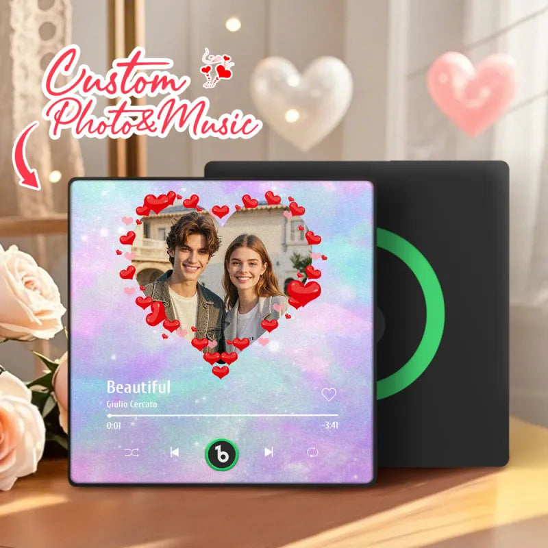 FridgeBeats Framed 4.0 Personalized Heart Style Photo Music Fridge Magnet Valentines Gift Album Fridge
