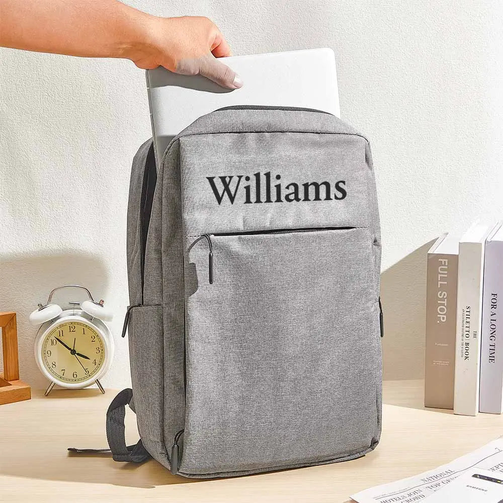 MadeMine personalized name laptop backpack for men and women with a 15.6-inch fit, featuring a custom college bag design.