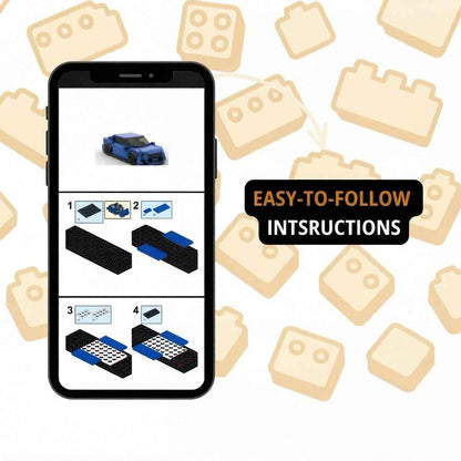 Custom Brick Car Building Set - Handcrafted Sports Car Model, Collectible Gift for Adults