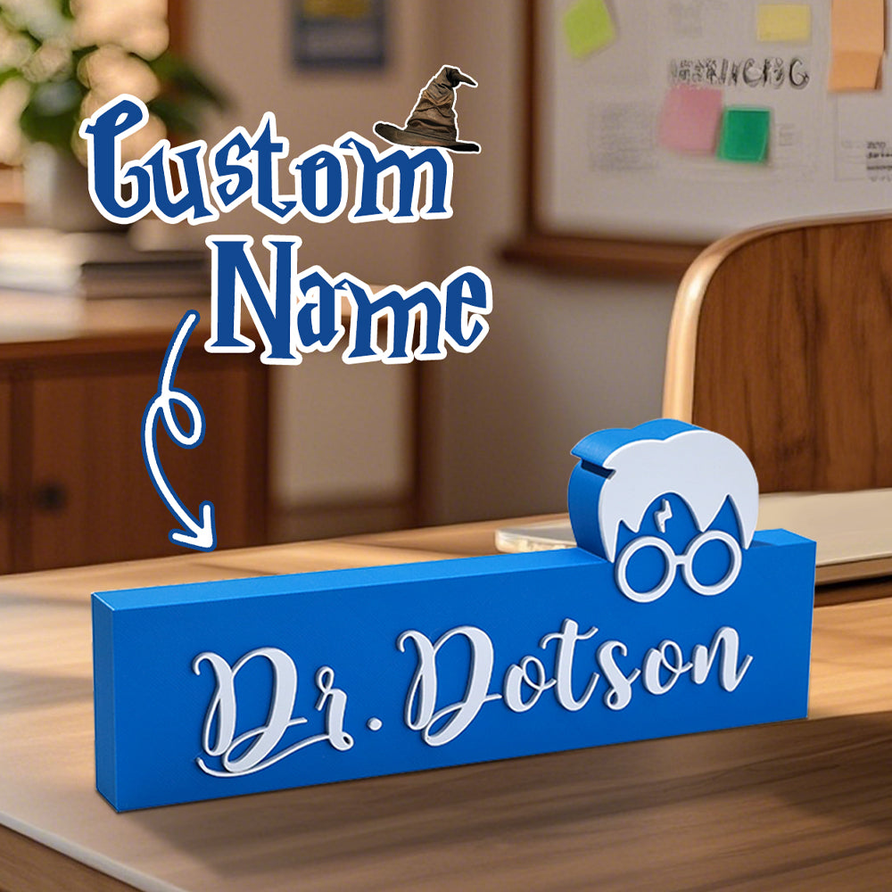Personalized Wizard Name Sign – 3D Printed Teacher & Librarian Desk Gift