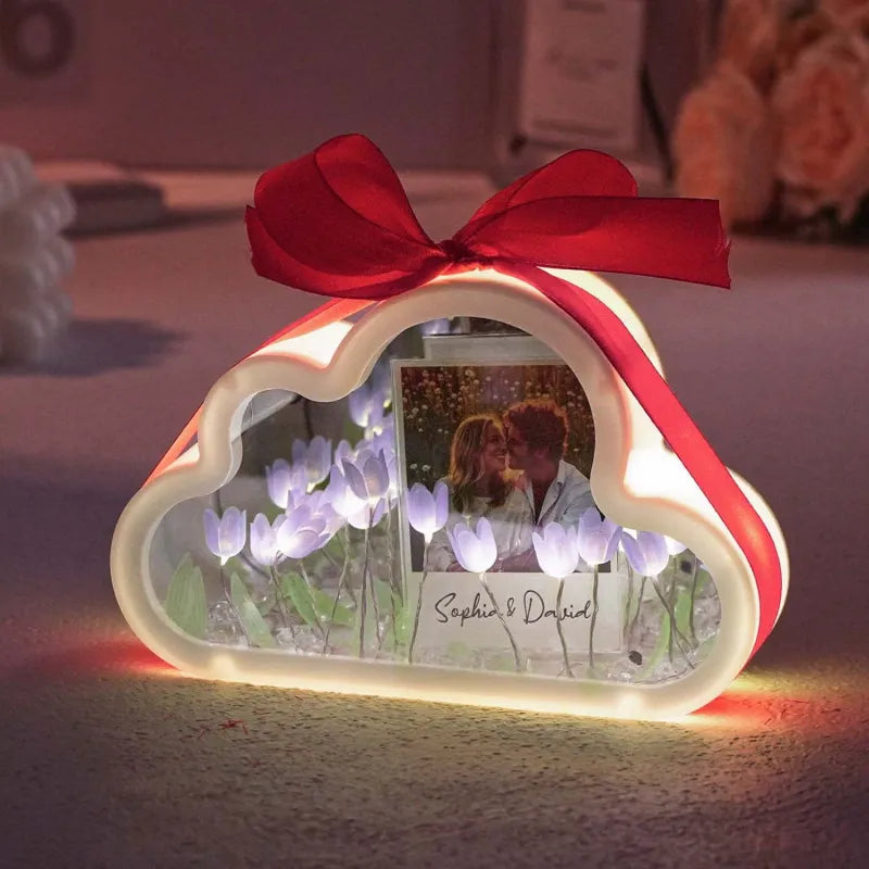 Custom Photo Tulip Infinity Mirror Lamp – Personalised Gift