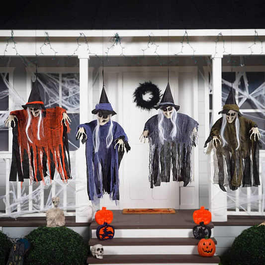 MadeMine Halloween hanging witch door decoration for porch, featuring a spooky witch figure for Halloween theme parties.