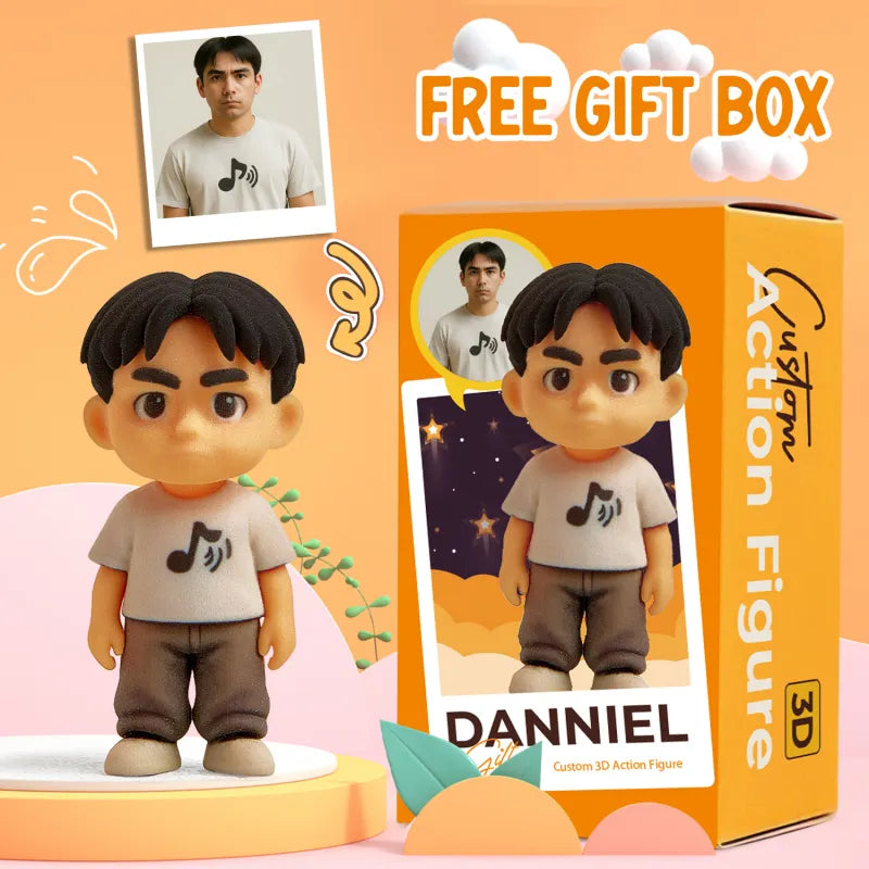 Custom 3D mini figure from your photo, personalized toy gift by MadeMine, featuring a 1-person 3D figure for kids.