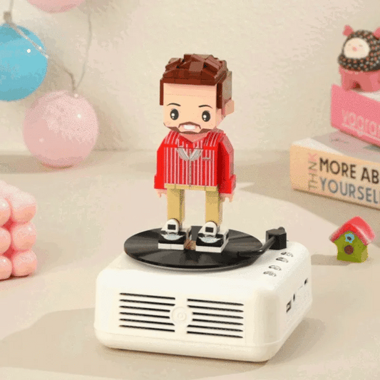 Custom Full-Body Brick Figure – 1 Person with Bluetooth Speaker Base