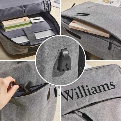 MadeMine personalized name laptop backpack for men and women, fits 15.6-inch laptops, with customizable design and durable straps.