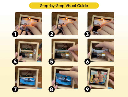 Custom Text & Photo Flipbook Frame Animation Machine without Music Detachable Photos Hand-cranked Flipbook Box with Light