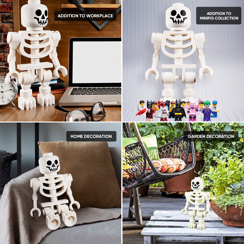 MadeMine giant white skeleton figure, 3D printed whimsical home decor and collectible gift for figure lovers and Halloween fans