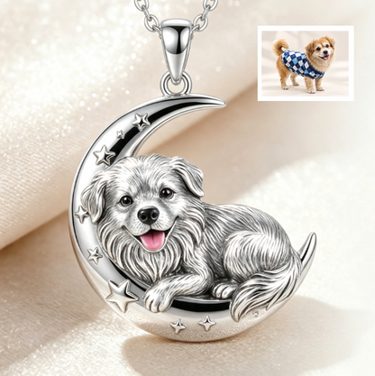 Personalized 3D sterling silver pet portrait necklace featuring a custom dog and cat pendant, memorial jewelry gift by MadeMine