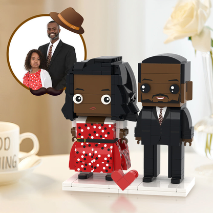 Custom MadeMine 2-person brick figures gift for dad, personalized clay miniatures representing family members in a creative keepsake.