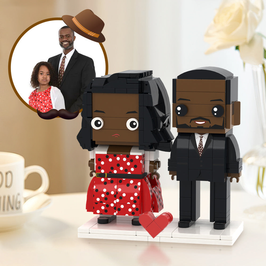 Custom MadeMine 2-person brick figures gift for dad, personalized clay miniatures representing family members in a creative keepsake.