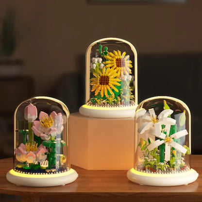 Sunflower Bouquets DIY Flower Building Set Perfect Birthday Gift with Dust Cover Valentines Gift