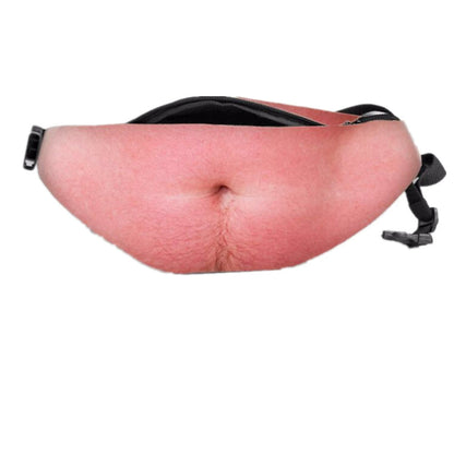 MadeMine funny body print fanny pack with realistic abs and belly design, waist bag perfect for novelty joke gifts and fun accessories.