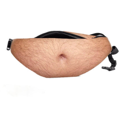 MadeMine funny body print fanny pack with realistic abs and belly design, waist bag perfect for novelty joke gifts and fun accessories.