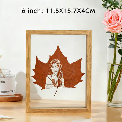Personalized Photo on a Real Leaf – LED Light-Up Frame | Custom Nature Gift