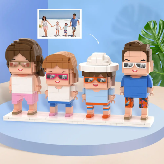 Custom Full-Body Brick Figures for 4 People – Family Gift