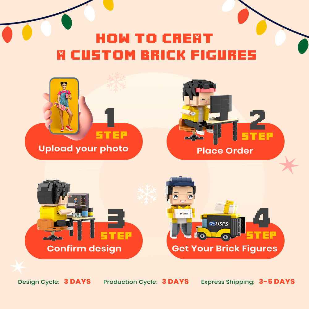Father's Day Custom Full-Body Brick Figures — 2-Person Personalized Set