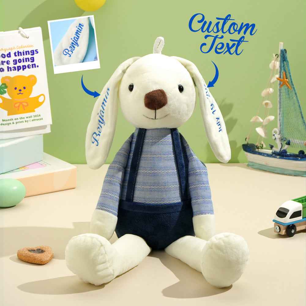 Personalized Bunny Plush — Custom Rabbit with Embroidered Name Gift for Kids