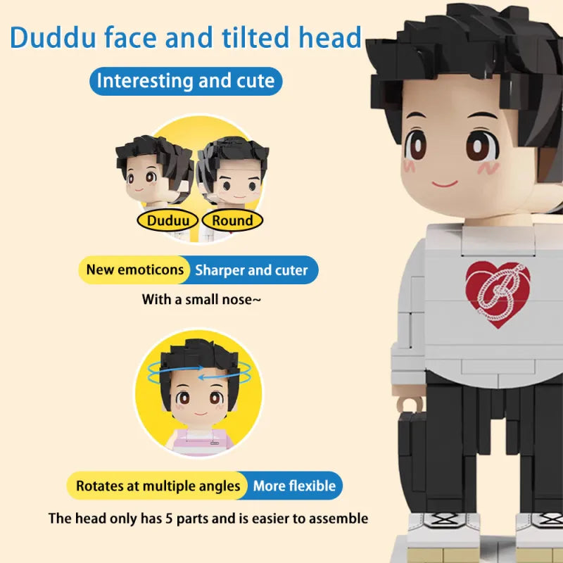 Full Body Customized 1 Person Duddu Brick Figures Valentine's Day Romantic Gift Birthday Gift