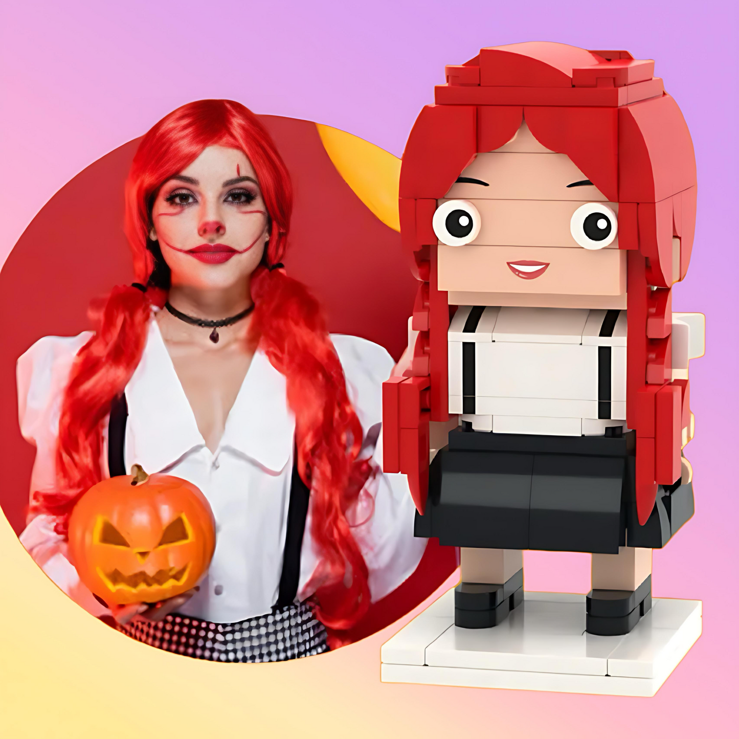 Figuras de ladrillo personalizadas de cuerpo completo para 1 persona, bloques de partículas pequeñas, figuras de payasa, regalos de Halloween, juguetes de bloques de partículas pequeñas personalizados.