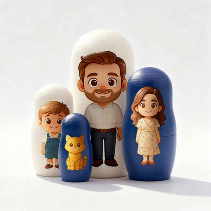 (5 Working Days Production) Personalized Portrait Nesting Doll Custom Photo Family Portrait Preview Cartoon Style Gift Photo Christmas Gift
