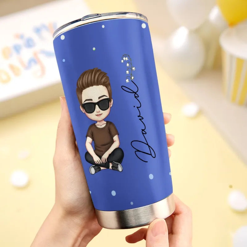 Personalized Cute Cartoon Birth Flower Water Cup Personalized Tumbler Cup Birthday Back to School Gift
