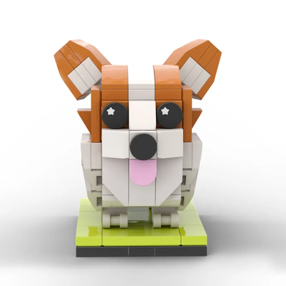 Custom Full-Body Brick Figure – 1 Corgi Dog from Photo