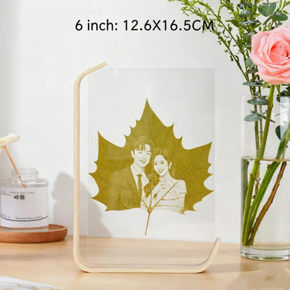 Personalized Photo on a Real Leaf – LED Light-Up Frame | Custom Nature Gift