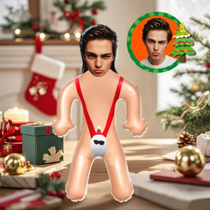 Custom Face Sexy Santa Mankini Blow Up Dolls Funny Inflatable Balloon Custom Air Doll for Party Favors Christmas Gifts