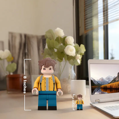 Custom 3D printed giant Minifigs by MadeMine, personalized with a photo, perfect for gifts and unique collectibles.