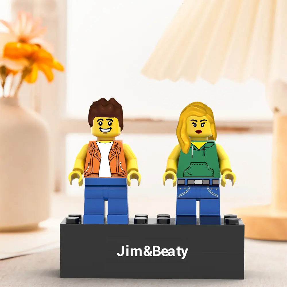 Custom Couple Minifig Personalized Minifig With Engraved Base and Display Box Gift For Lovers On Valentine's Day 2