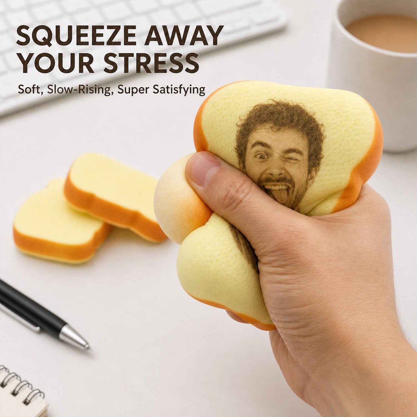 Personalized Photo Toast Squishy Toy – Custom Face Stress Relief Gift