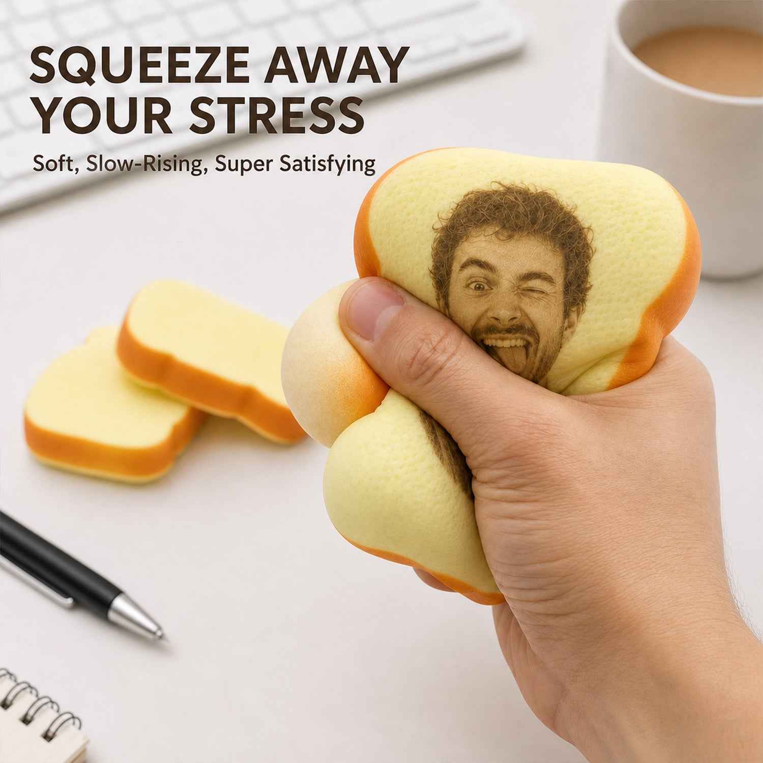 Personalized Photo Toast Squishy Toy – Custom Face Stress Relief Gift