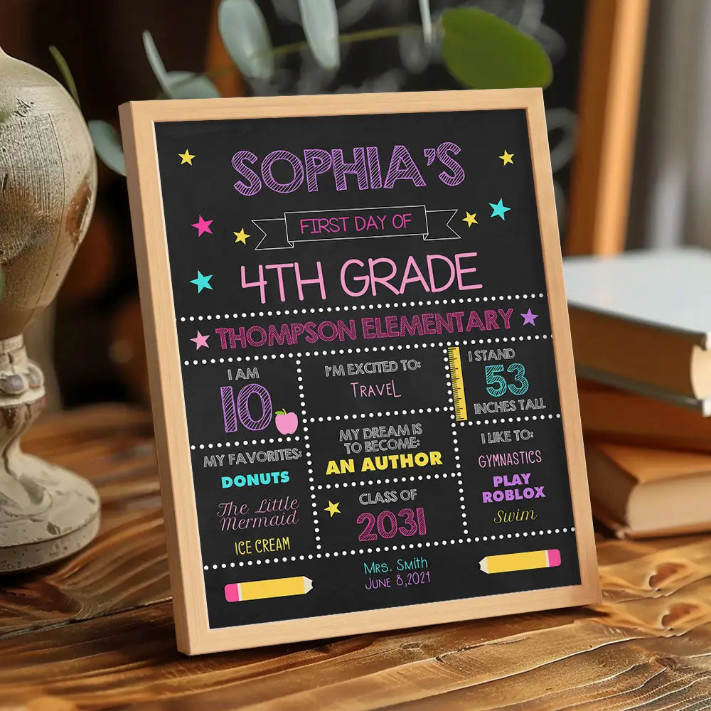 Personalized First Day of School Sign – Custom Name Back to School Gift