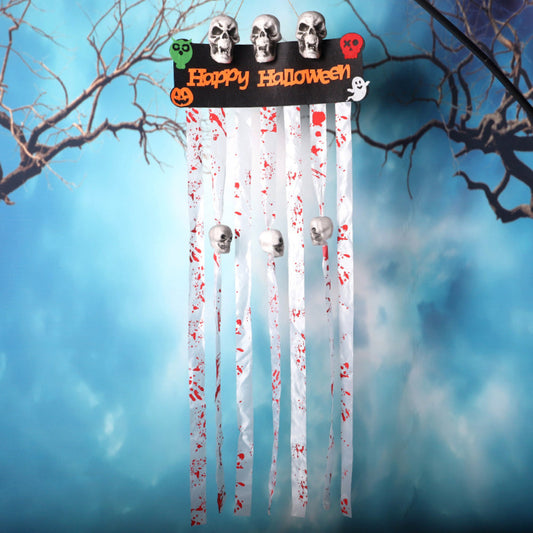MadeMine Bloody Skull door curtain decoration for Halloween theme party, featuring spooky skull design for festive ambiance