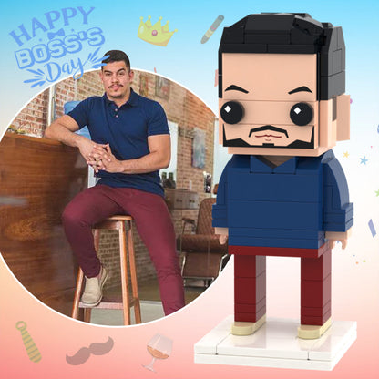 MadeMine customizable full body brick figure of a leader, featuring a detailed 1-person custom brick figure for gifts or display.