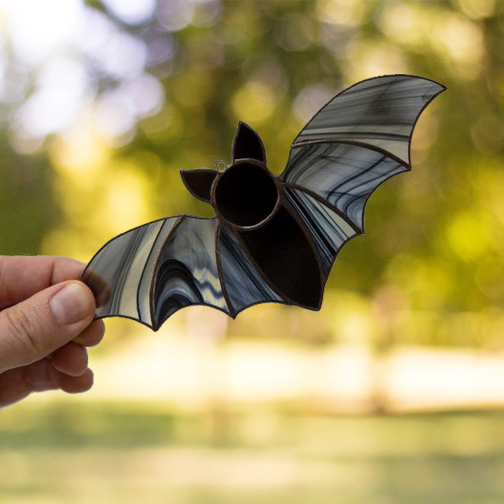 Adorno de murciélago de cristal para ventana – Decoración elegante de Halloween y regalo único.