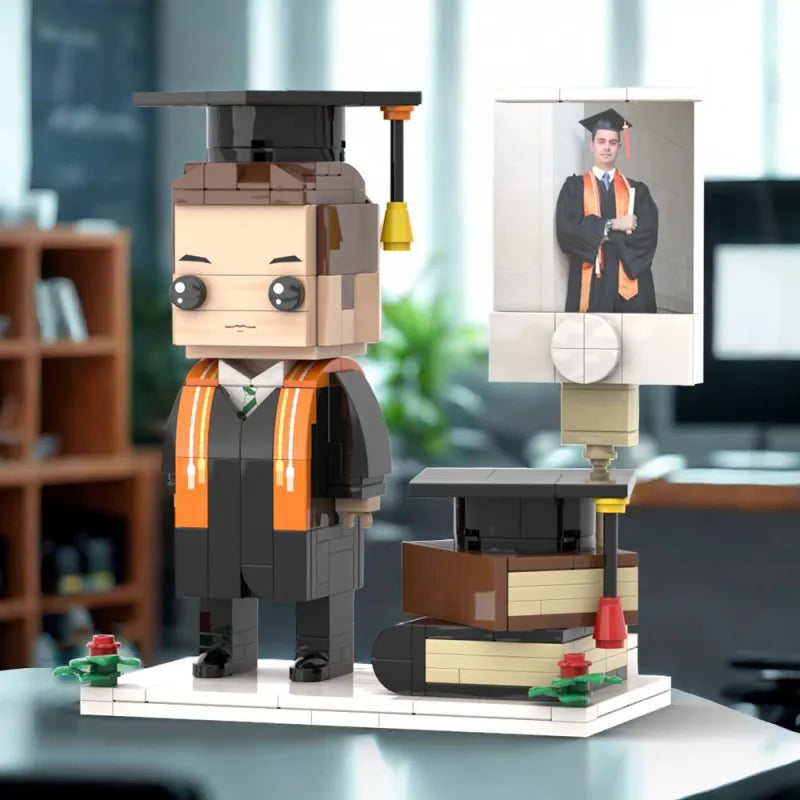 Full Body Customized 1 Person Brick Figures with Photo Graduation Season Theme Graduation Gift