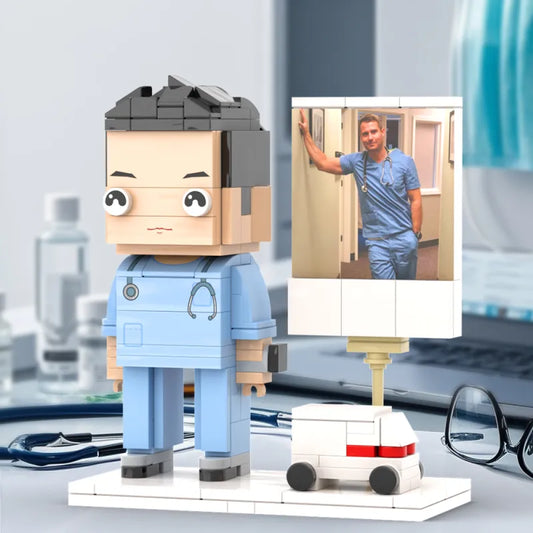Full Body Customized 1 Person Brick Figures with Photo Doctor Theme Gift Birthday Gift Valentines Gift Father's Day Gift