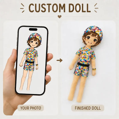 MadeMine full body custom mini me doll in personalized poseable figure, ideal as a photo gift or keepsake.