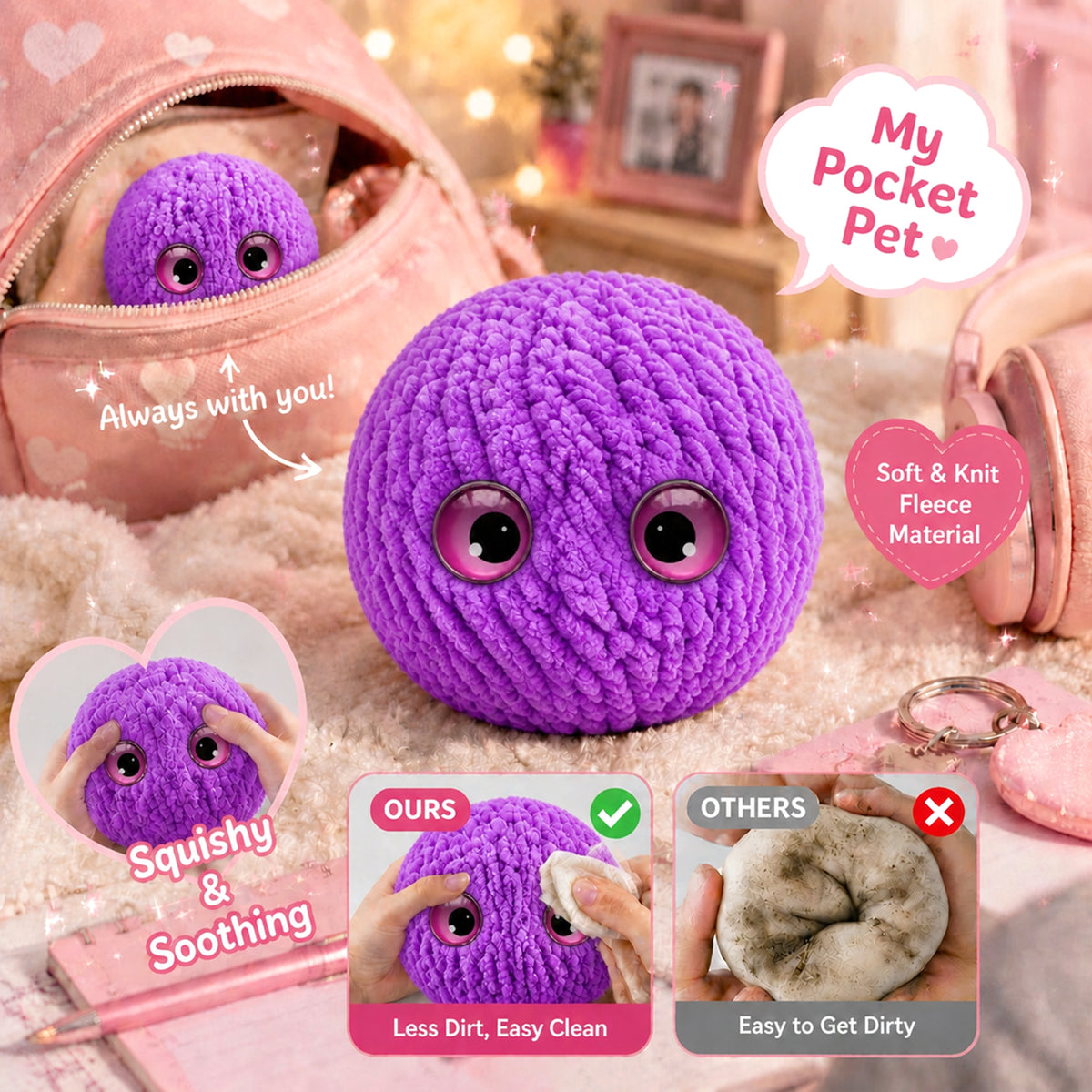 MadeMine crochet bubble squishy ball, soft fidget toy with colorful textured bubbles, perfect for stress relief and sensory play.