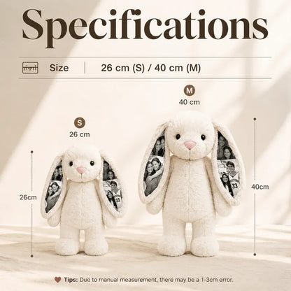 Personalized Illustration Bunny Plush – Custom Photo & Text Anniversary Gift
