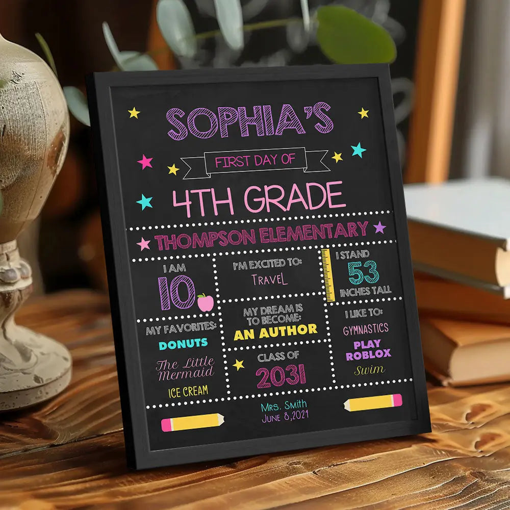 Personalized First Day of School Sign – Custom Name Back to School Gift