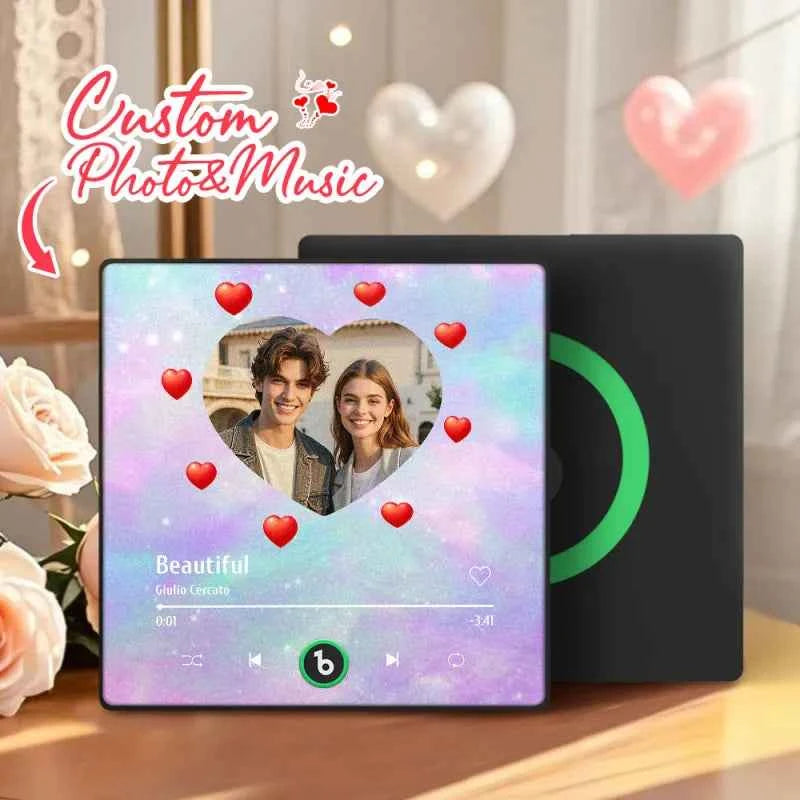 FridgeBeats Framed 4.0 Personalized Music Fridge Magnet Heart Style Valentines Gift Album Fridge Magnet